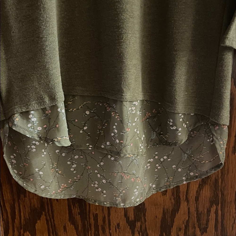 New York & Company Olive Layered Blouse - Picture 3 of 5
